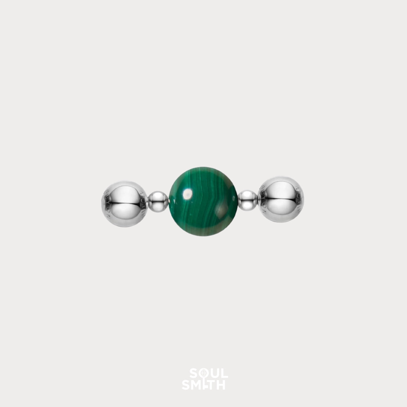 Green malachite charm for heart chakra healing with silver accents – SoulSmith