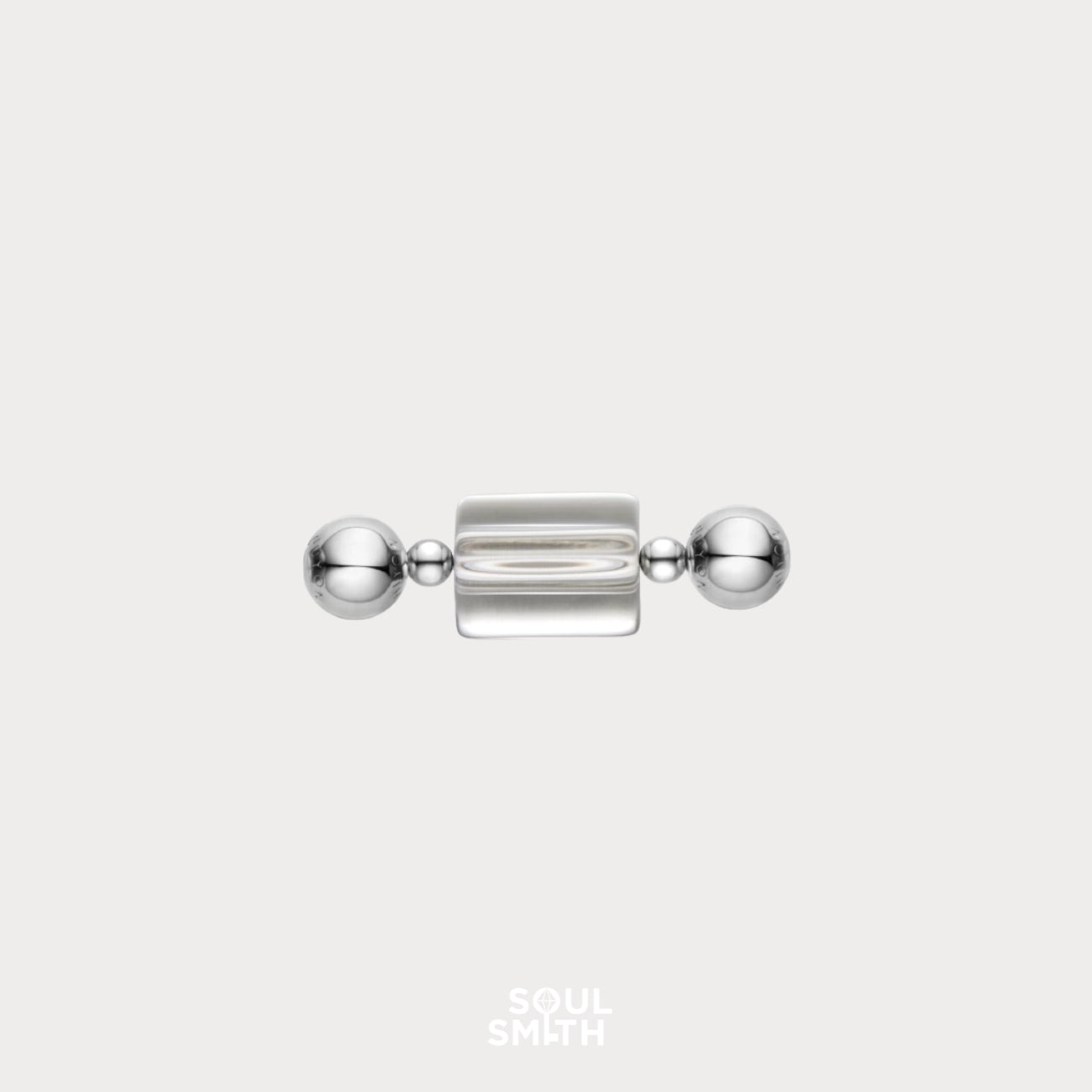 Rectangular clear quartz crystal bead with silver accents for crown chakra clarity – SoulSmith handmade jewelry component