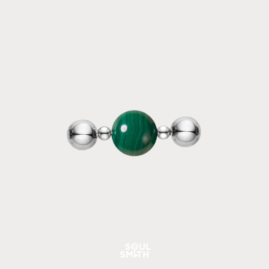 Green malachite charm for heart chakra healing with silver accents – SoulSmith
