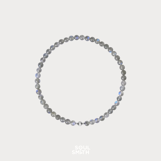 SoulSmith Soullinks round labradorite bead necklace – handcrafted crystal choker for grounding, intuition, and spiritual balance.
