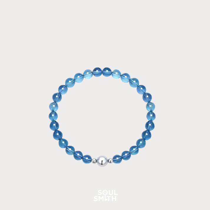 Deep Blue Aquamarine Crystal Bracelet – Midnight Whisper