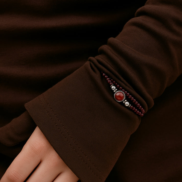 1. Garnet Crystal Bracelet – Root Chakra – Crimson Vitality