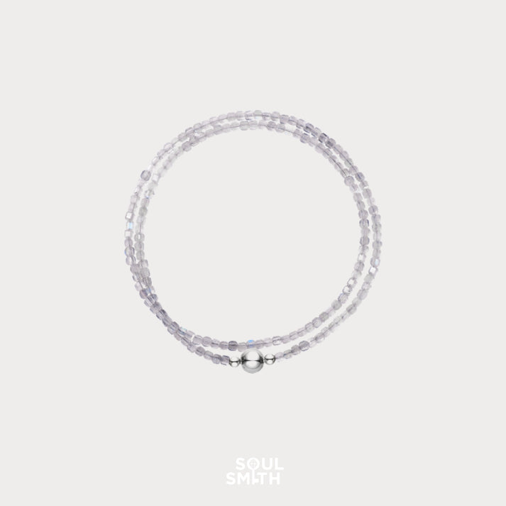 2. Moonstone Crystal Cube Necklace – Third Eye & Crown Chakras – Misty Light