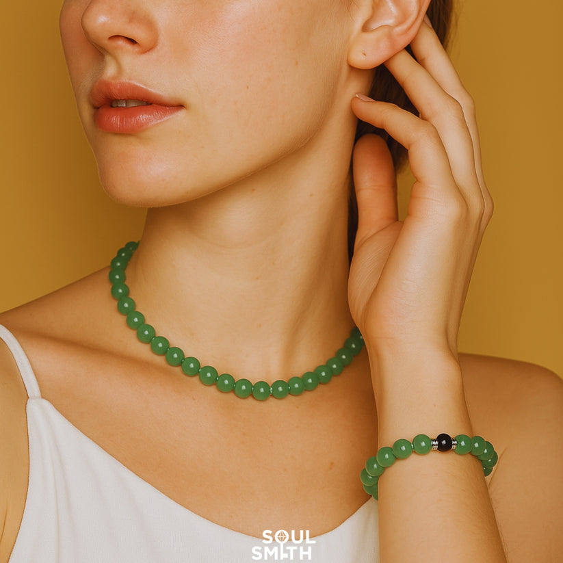 3. Jadeite Crystal Bracelet – Heart Chakra – Serene Prosperity