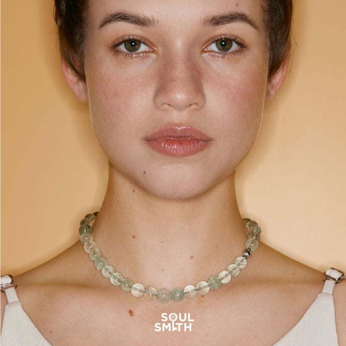 Prehnite Crystal Bracelet – Heart &amp; Solar Plexus Chakras – Soothing Clarity