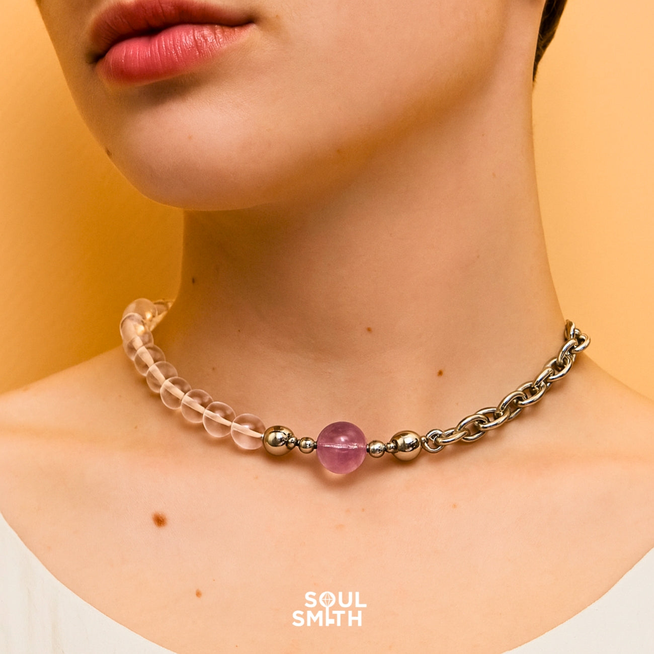 Clear quartz and amethyst choker aligning Crown Chakra – SoulSmith
