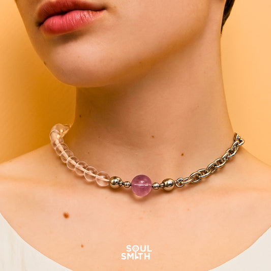 Clear quartz and amethyst choker aligning Crown Chakra – SoulSmith
