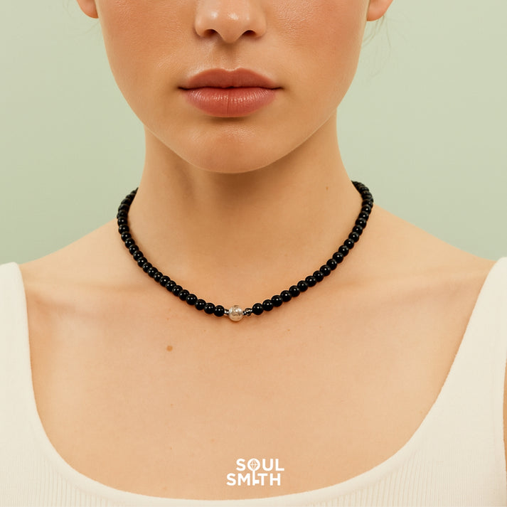 1. Black Onyx Crystal Necklace – Root Chakra – Shadow Guardian (4mm)