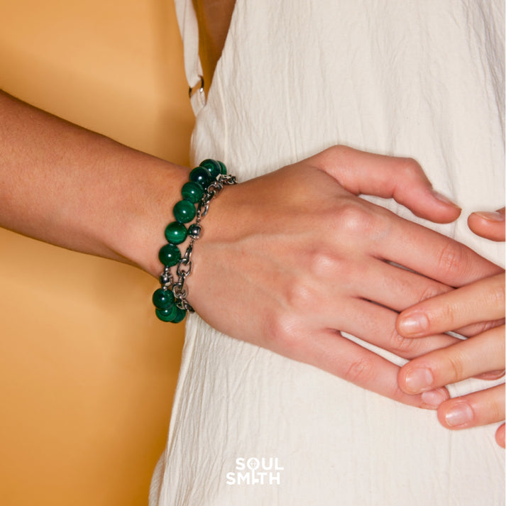 1. Malachite Crystal Bracelet – Heart Chakra – Verdant Heart
