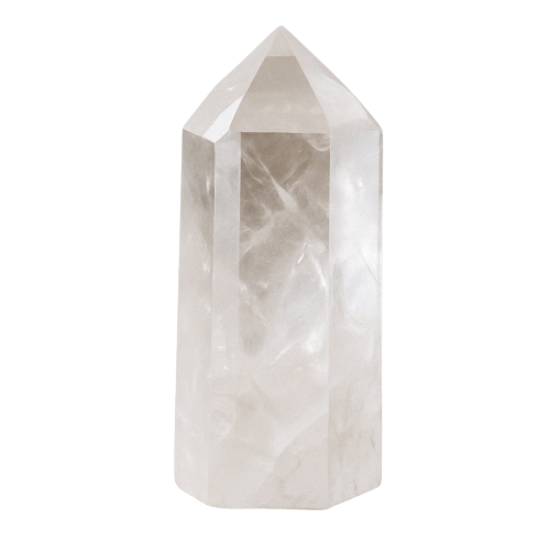 Clear quartz crystal point tower with high clarity and light refraction. Known as a master healer stone. Aligned with the Crown Chakra.