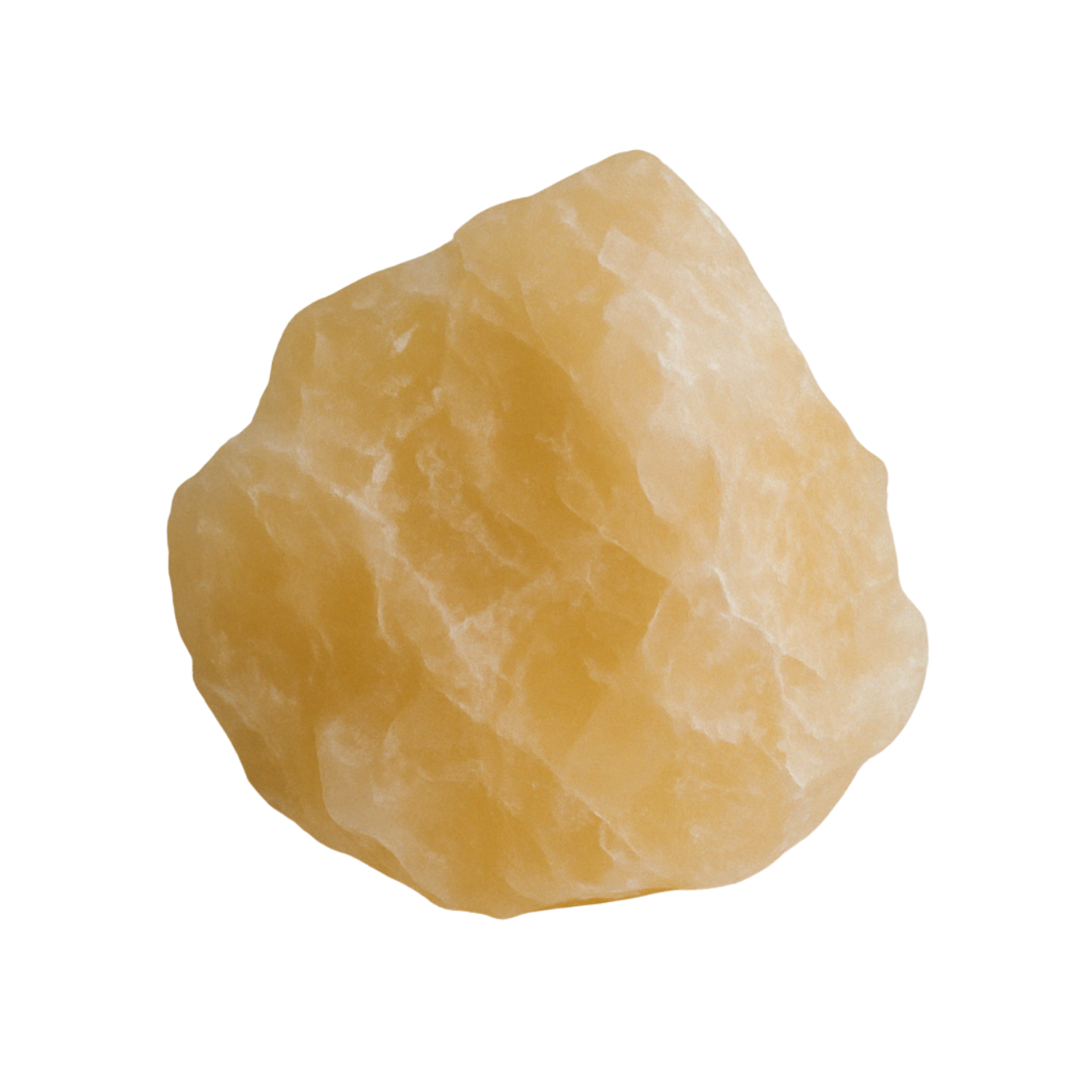Raw yellow calcite crystal on transparent background